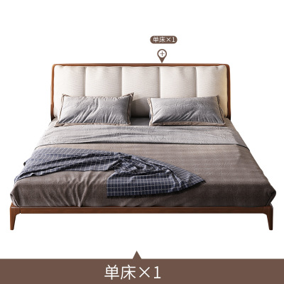 新款轻奢北欧实木床1.5米1.8米现代简约主卧北欧家具实木软包婚床