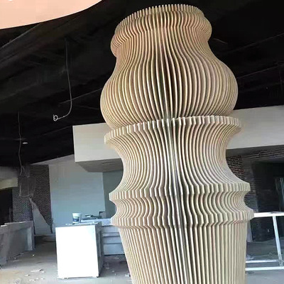 佛山厂家铝合金型材弧形氟碳仿木纹造型墙异形工程雕花吊顶铝单板