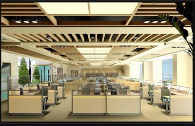 办公场所铝天花铝单板与铝方通组合铝天花、通透式铝天花造型定做
