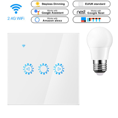 彪王Wifi调光触摸遥控智能定时开关 手机APP和alexa语音调光开关