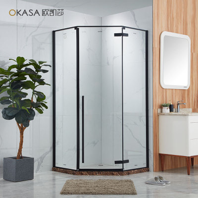 简易淋浴房定制定做 卫生间浴室洗澡间玻璃门钻石型 干湿分离隔断
