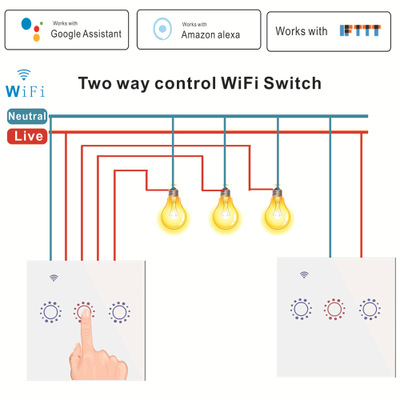 彪王工厂直销WiFi智能遥控触摸双控墙壁开关 WiFi双控智能面板