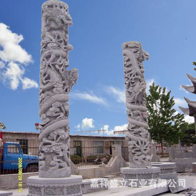 大理石盘龙柱子浮雕厂家 石材龙柱价格 文化柱华表柱雕刻