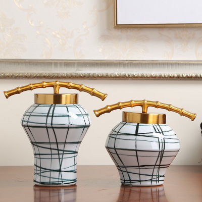 现代欧式陶瓷花瓶摆件 创意客厅简约插花器 电视柜玄关家居装饰品
