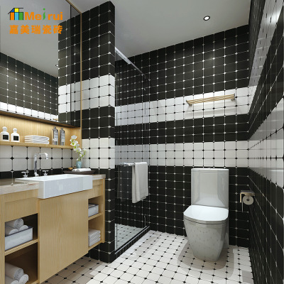 北欧小白砖厨房黑白格子墙砖面包砖300x600瓷砖浴室防滑地板砖