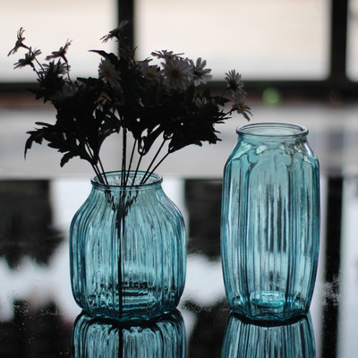 【碧朗6202】八角花瓶子怡同款欧式地中海透明玻璃插花瓶摆件花器