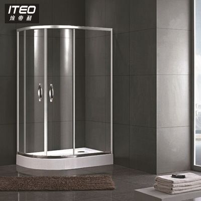 卫浴工厂直销 浴室干湿分离淋浴间玻璃门 太空铝合金弧扇形淋浴房
